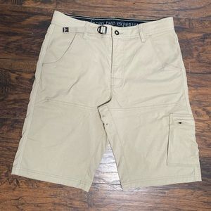 Prana Stretch Hiking Belted Shorts Beige Mens Size-34